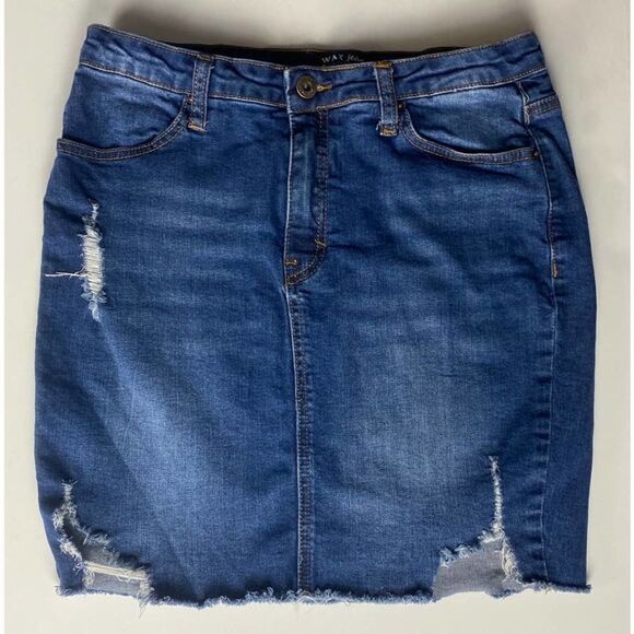 Wax Jean Los Angeles Destroyed Denim Skirt - Size Medium - Picture 1 of 7